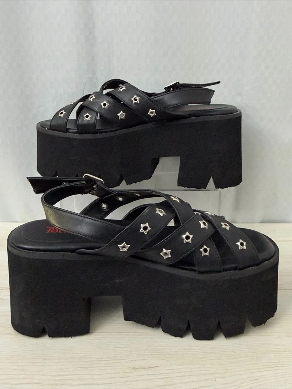 Demonia Ashes Black Platform Shoes Womens Size 12 Goth Punk